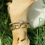 925 Silver Oval Chain Double Ring - Image 2