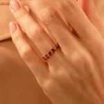 925 Silver 5 Stone Garnet Ring