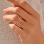 925 Silver Ruby Leaf Silver Ring - Image 5