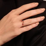 925 Silver Ruby Leaf Silver Ring - Image 2