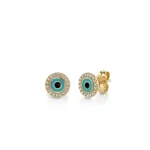 925 Silver Turquoise Enamel Small Evil Eye Stud
