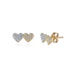 925 Silver Diamond Double Heart Stud